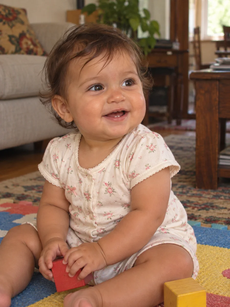 Retrato ilustrativo de Pietra ainda bebê.
